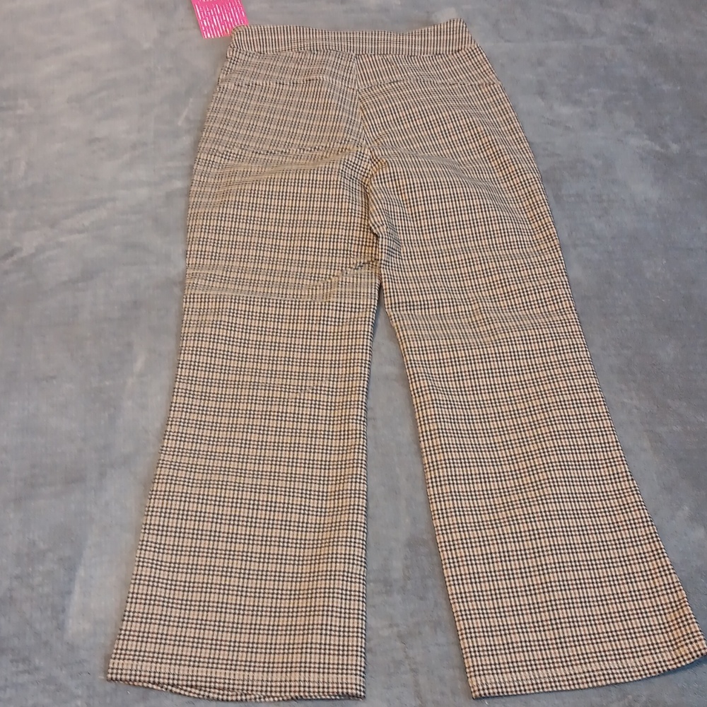 Brown & Black Checkered Wide Leg Pants, Stretchy, Womens Large, Mia Rose NWT - Picture 13 of 14